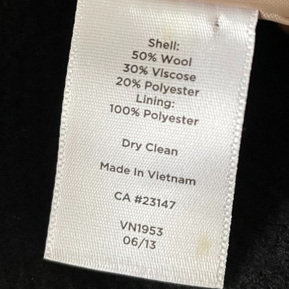 NWOT TALBOTS Black & Beige Color-Block Wool Coat - Size 8P - Picture 5 of 9